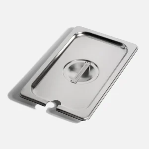 Tapa para inserto cuarto de acero inoxidable plata ranurado para cucharon